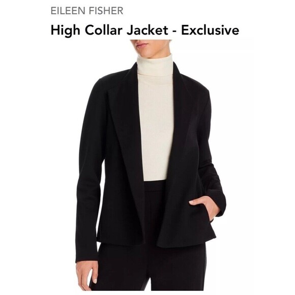 Eileen Fisher High Collar Black Jacket Blazer Women’s XXS NWT Tencell